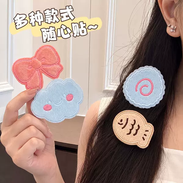 Korean-style soft and delicate bow hair clip with fishbone pattern, seamless side adhesive hair accessory for women