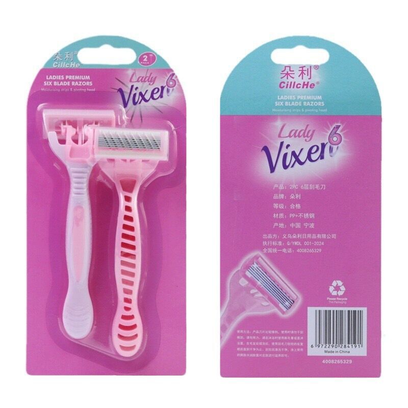 Women's Manual Razor with 6-Layer Stainless Steel Blades for Shaving Leg Hair, Private Areas, and Underarm Hair Removal