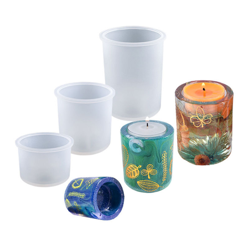 水晶樹脂diy滴膠模具 大小燭台蠟燭擺件香薰石膏擺件飾品硅膠模具