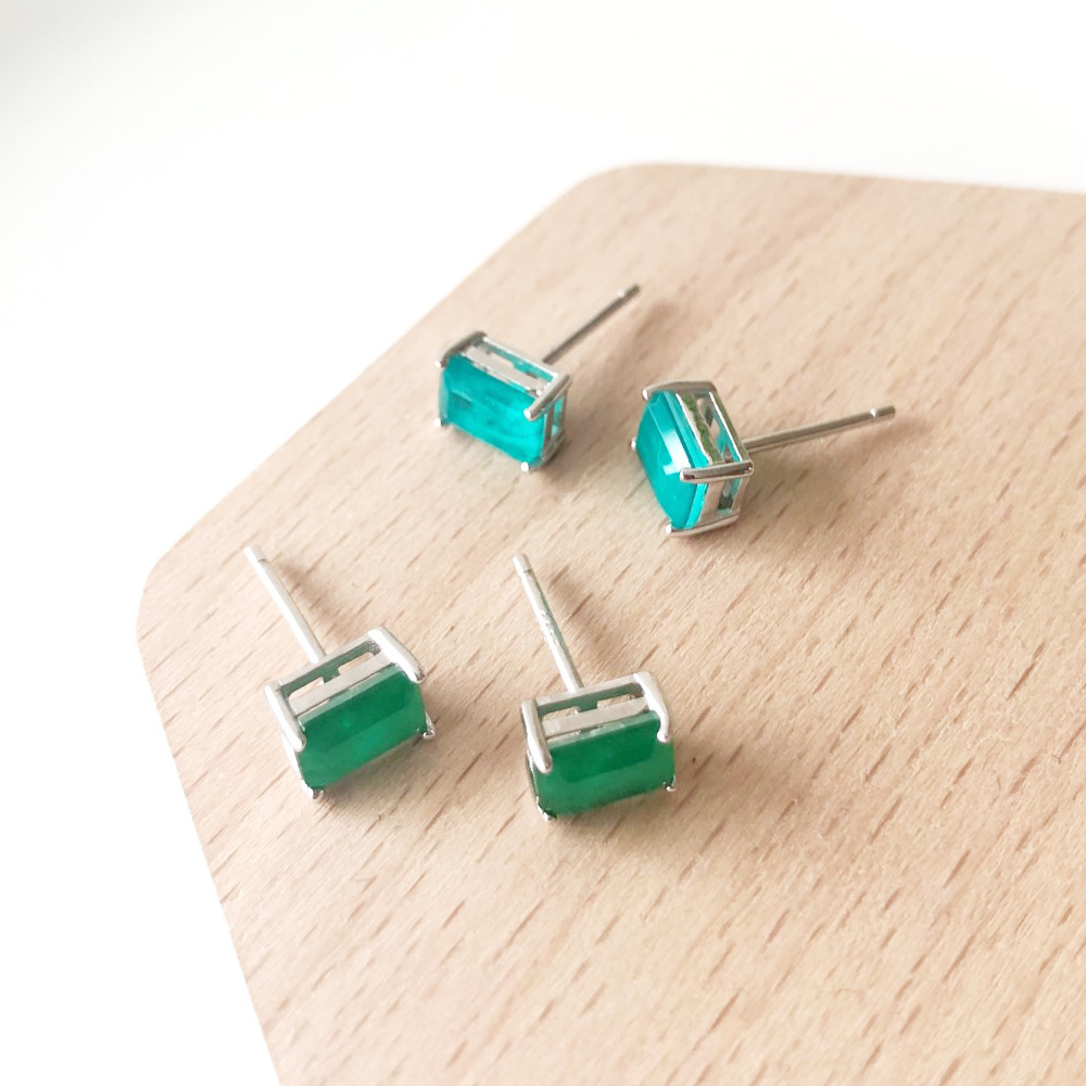 Daily Occasion 925 Sterling Silver Material Square Pattern Women'S Gender Plating, Inlay Design 1 Pair 925 Sterling Silver Square Zircon Ear Studs