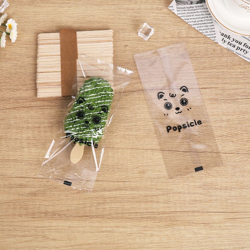 Bolsa de embalaje de paletas de hielo Bolsa de embalaje de helado grueso Bolsa de helado Helado varilla de madera Máquina de sellado Bolsa de plástico transparente