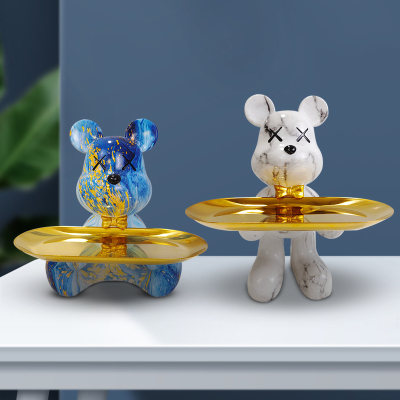 Cross-Border Resin Dropshipping Crafts Violent Bear Tray Entryway Home Decor Trendy Creative Living Room Decoration Handmade Ornaments