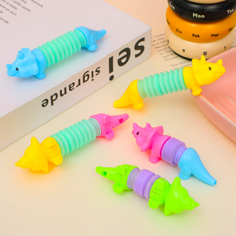 Juguetes de tubo telescópico de dinosaurio transfronterizo, ventilación, descompresión, tubo de estiramiento de animales, juguetes educativos de descompresión variable para niños
