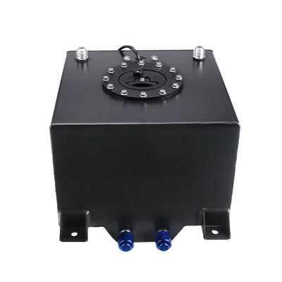 Car Modification Parts 20L Auxiliary Fuel Tank Aluminum Alloy Buffer Tank Mirror Polished 5-Gallon Plastic Cover with Sensor (Fuel tank) - black