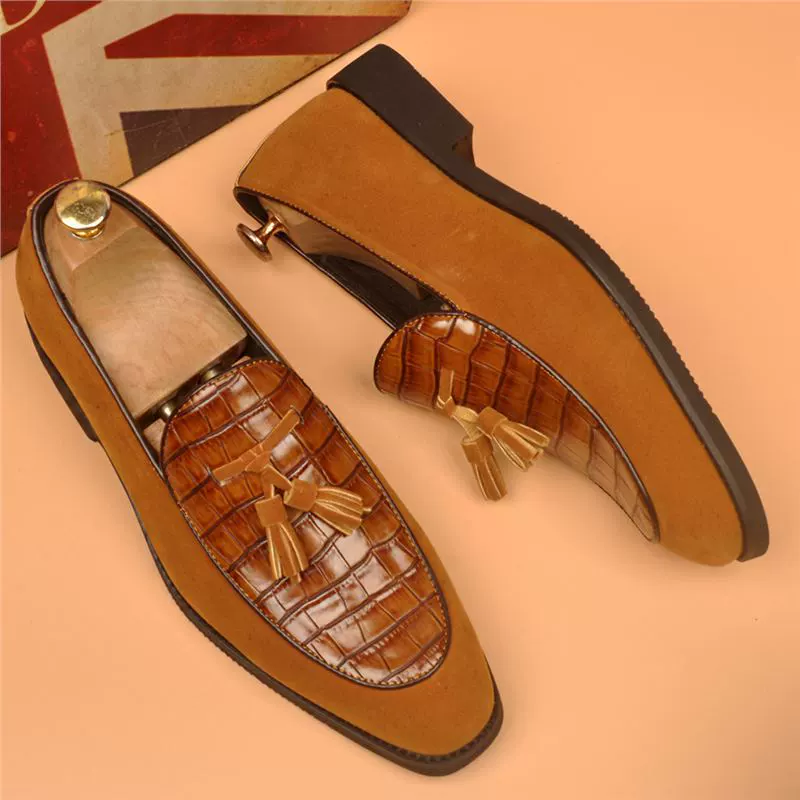 Мужские ретро кожаные туфли с кисточками