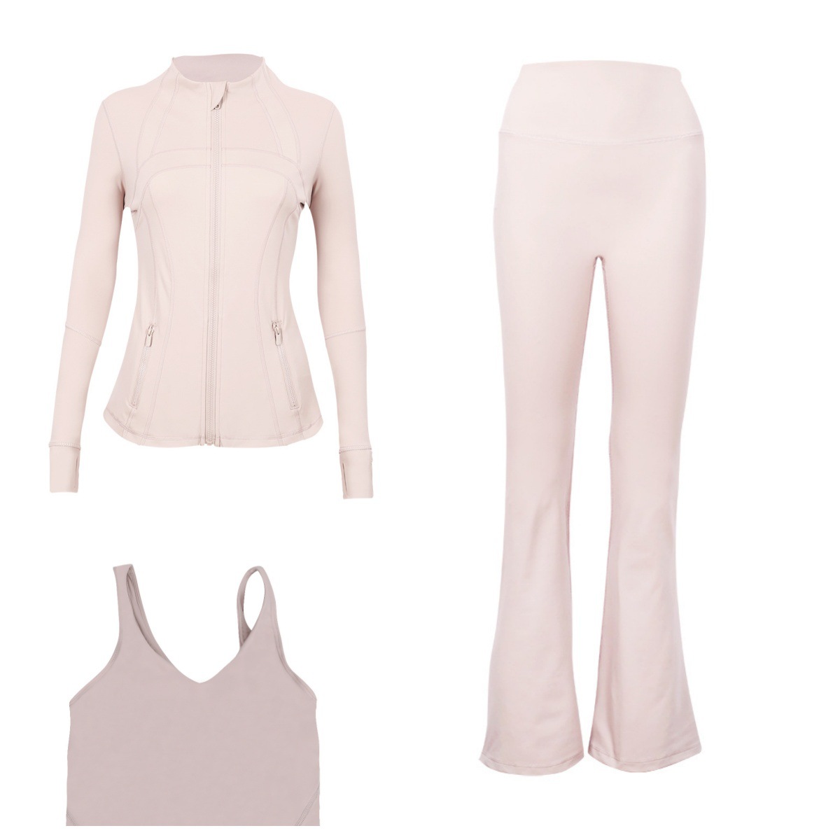 Flared Pants Jacket U Back Bra Sports Set 3 Piece Fitness Run Yoga Women's Clothing Workout Gym Fitness Running Yoga Set_ecoleips.com