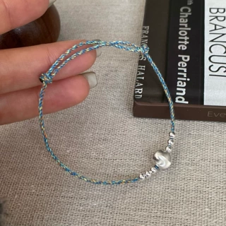 s925纯银银珠猫眼编织手绳手链复古高级感小众设计时尚