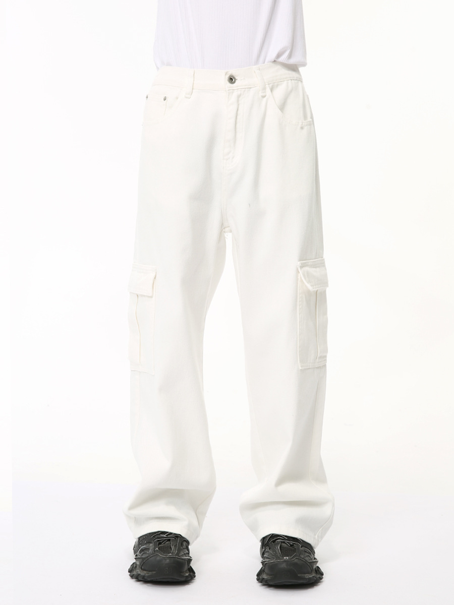 Ropa para hombre MTLCLOTHES | Vaqueros cargo elásticos de estilo retro urbano, holgados y elegantes, con múltiples bolsillos.