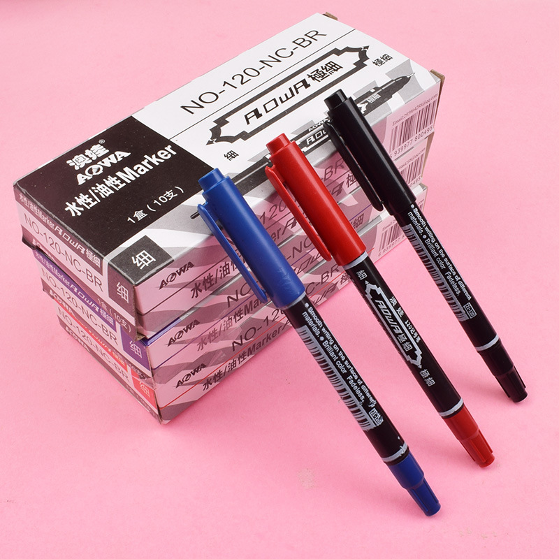 Small double-headed marker Black quick-drying water-based Hook pen very fine marker pen 120 water-based marker pen wholesale