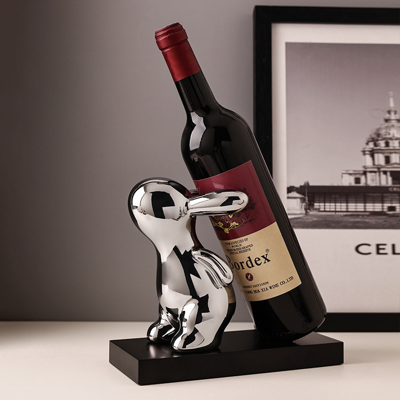 Behan Beauty Back Rabbit Red Wine Rack Ornaments Light Luxury Wine Cabinet Decorations Home Living Room Dining Side Cabinet TV Cabinet Decoration