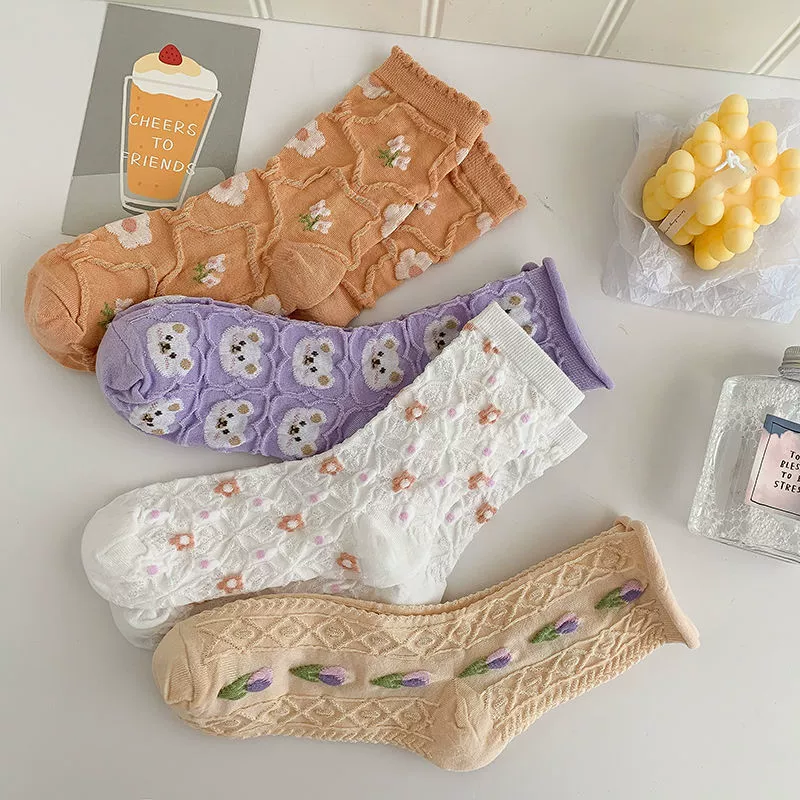 Тайд, японские свежие летние милые knee socks, интернет-знаменитость, мидл-лонг, с маленькими мишками