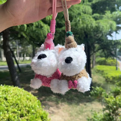 工場直接販売かわいいウエストハイランド子犬ペンダントぬいぐるみ人形漫画スクールバッグペンダントキーホルダー卸売