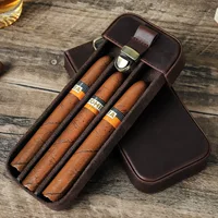 Ретро Crazy Horse Crazy Кожа с тремя коробками сигар для путешествий портативный с замком ящик для трансграничных кожаных сигар