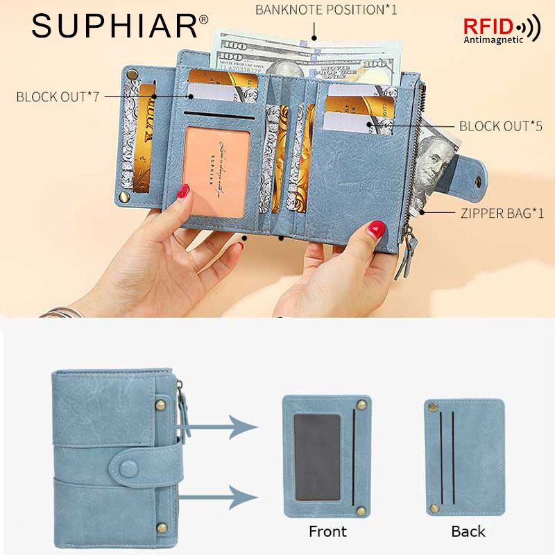 Nuevo RFID antimagnético bolso anti-robo cepillo medio y largo retro bolso de mano de piel de cera de aceite pu multifuncional bolso de mujer