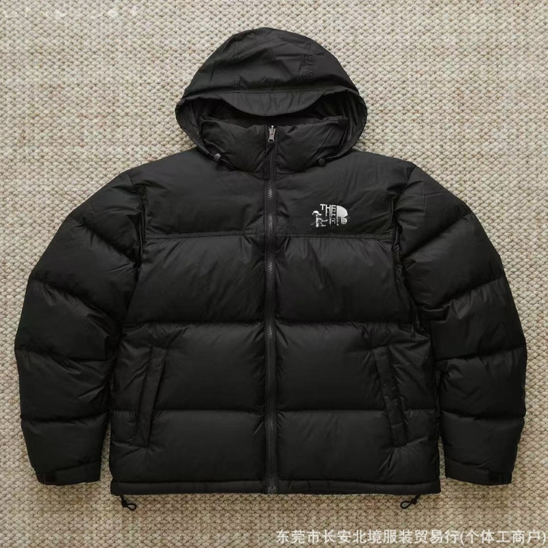 1996 Hooded Plaid Cotton Jacket with Embroidered Logo, Unisex Tnf Cotton Coat, American Version, Large Size Cotton Jacket Wholesale