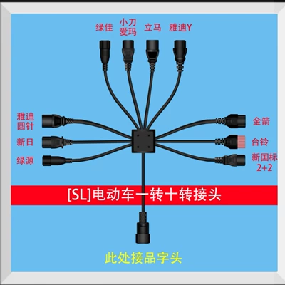 Electric Vehicle Fast Charging Station Conversion Head One to Ten Conversion Line New National Standard 2+2 Yadi Emma Bell Knife