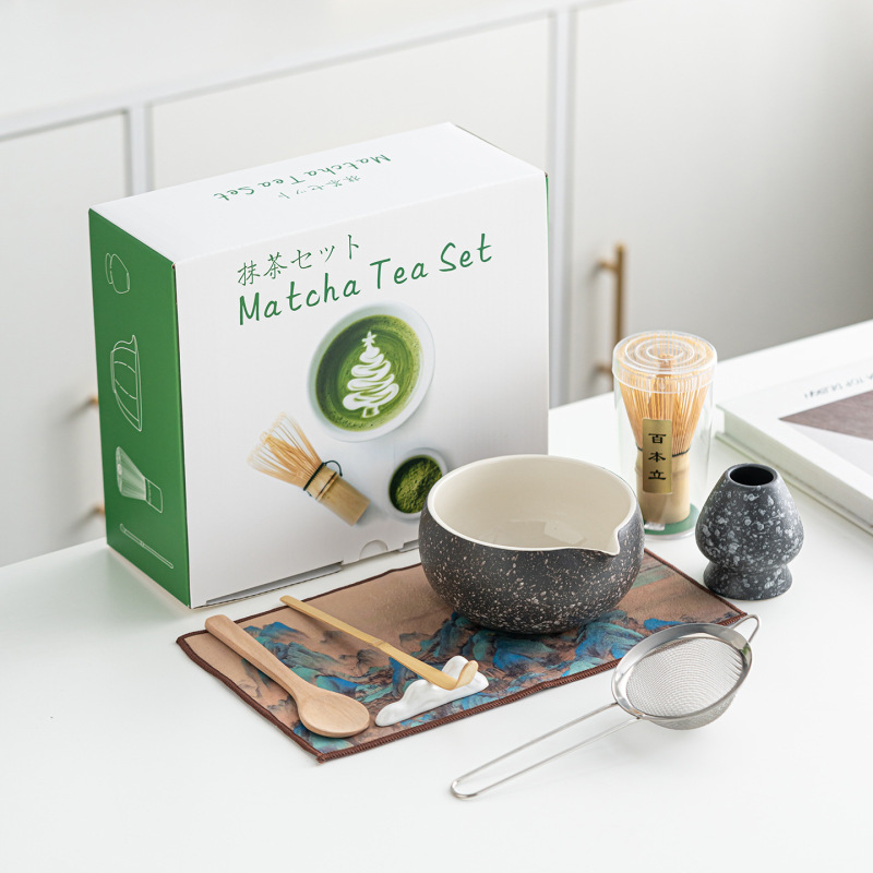 日式陶瓷抹茶碗抹茶套装茶筅百本立宋代点茶工具套装八件套跨境|undefined