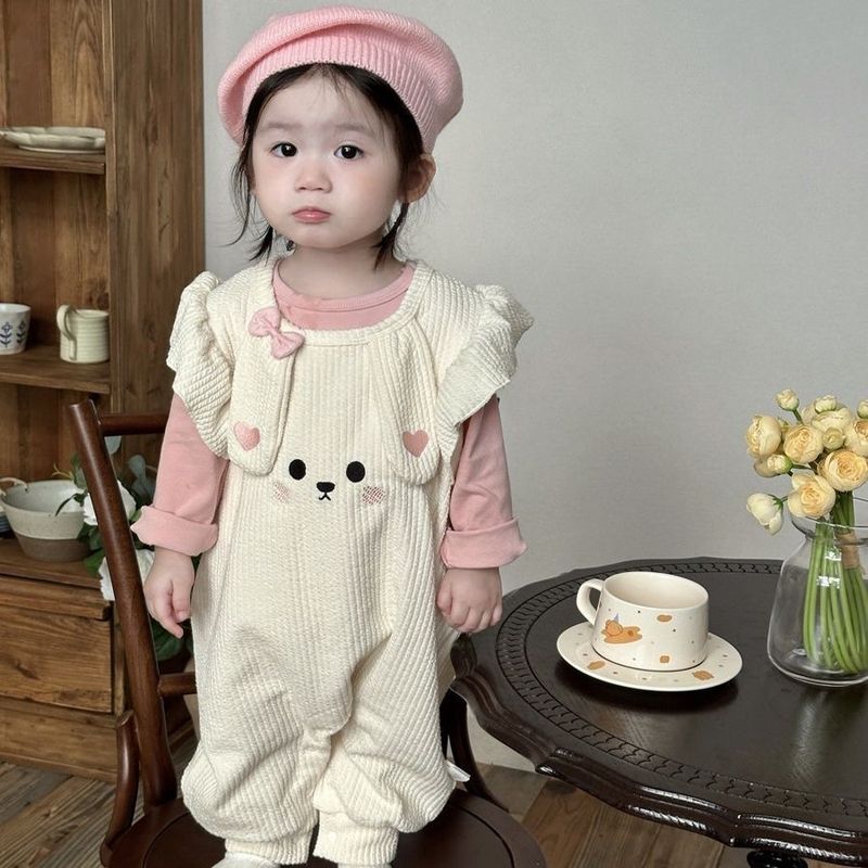 女宝宝超萌连体衣套装秋装新款韩版婴儿可爱兔子爬服打底衫两件套|undefined