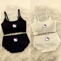 Развивающий бесшовный комплект нижнего белья KT Cat из ледяного шелка для девочек, бесшовный костюм без ободков, спортивный студенческий жилет с эффектом пуш-ап, тонкий