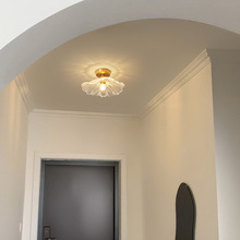 荷葉玄關燈輕奢玻璃簡約過道走廊燈日式創意個性復古門廳陽台燈具
