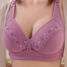大码薄款文胸聚拢大胸显小无钢圈中老年人胖妈妈内衣防下垂胸罩女