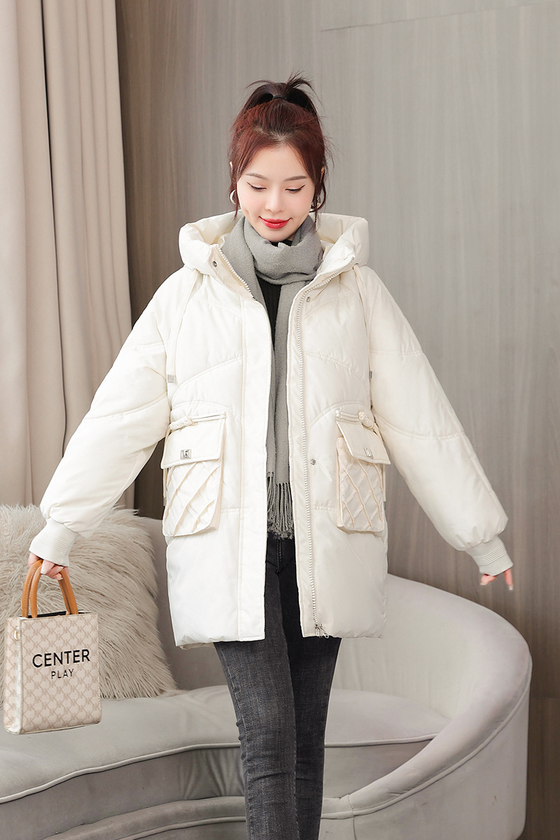 2025 nuevo otoño y invierno coreano plumón chaqueta de algodón para mujeres largo y grueso chaqueta de algodón para mujeres suelta chaqueta de pan de algodón de tamaño grande