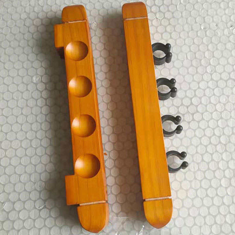 Estante de CUE romano de 4 agujeros billar de madera maciza Estante de varilla de billar montado en la pared Estante de varilla de billar Almacenamiento de varilla
