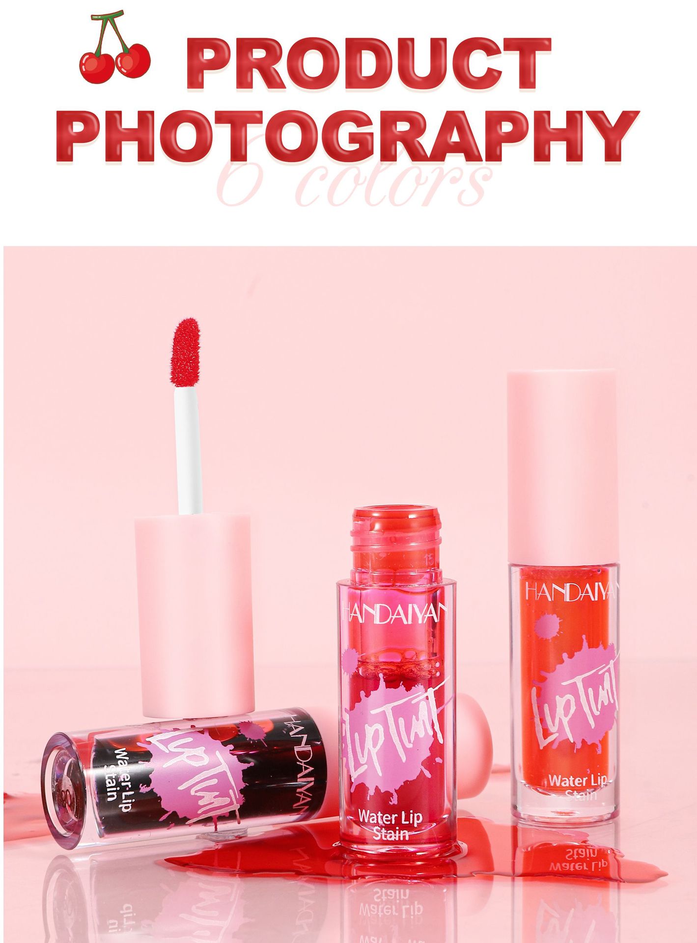 HANDAIYAN, a cross-border lipstick and watercolor makeup bestseller, offers 6 colors of long-lasting moisturizing lip gloss and non-stick cup dye lip liquid undefined