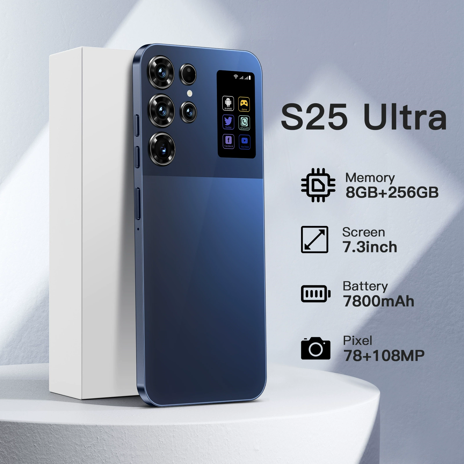 Смартфон S25 Ultra, Android 4G, 8 ГБ+256 ГБ, широкоформатный 7,3" экран