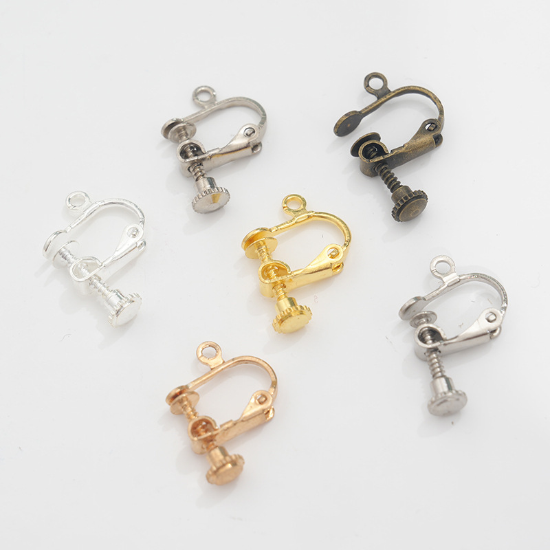 Copper DIY Non-Pierced Ear Clip Rotating Flat-Head Screw Ear Clip Converter Invisible Earring Accessories Copper DIY Non-Pierced Ear Clip Rotating Flat-Head Screw Ear Clip Converter Invisible Earring Accessories