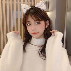 蕾絲貓耳朵發箍韓國髮飾可愛兔耳朵頭箍壓髮夾洗臉束髮頭飾髮夾女