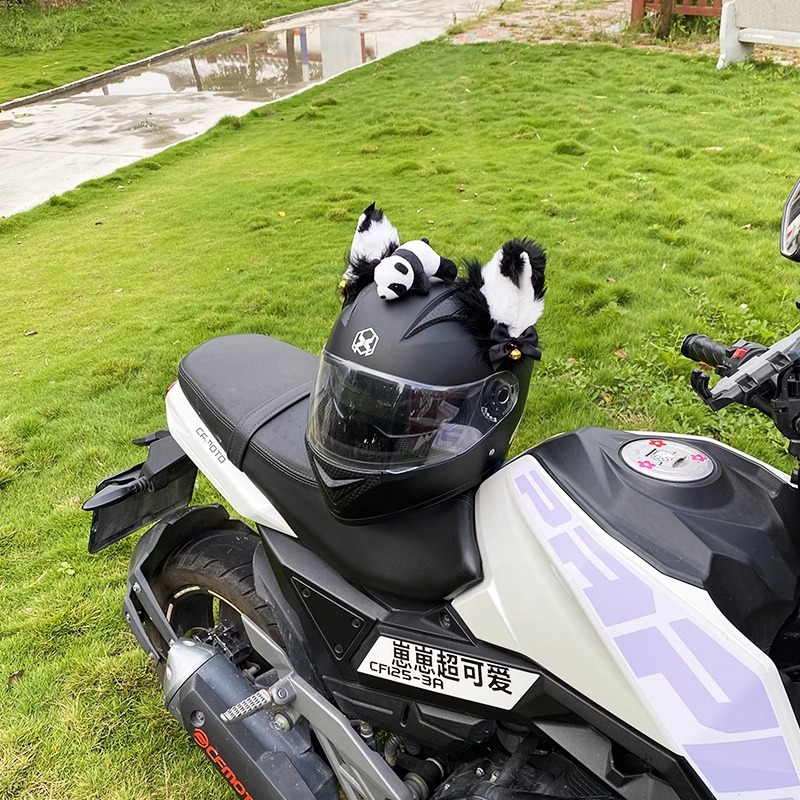 Helmet Decoration Plush Blue and White Cat Ear Motorcycle Accessories
