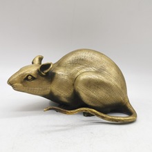 仿古纯铜吉祥老鼠摆件纯铜生肖鼠金鼠客厅玄关装饰铜鼠吉祥物摆设
