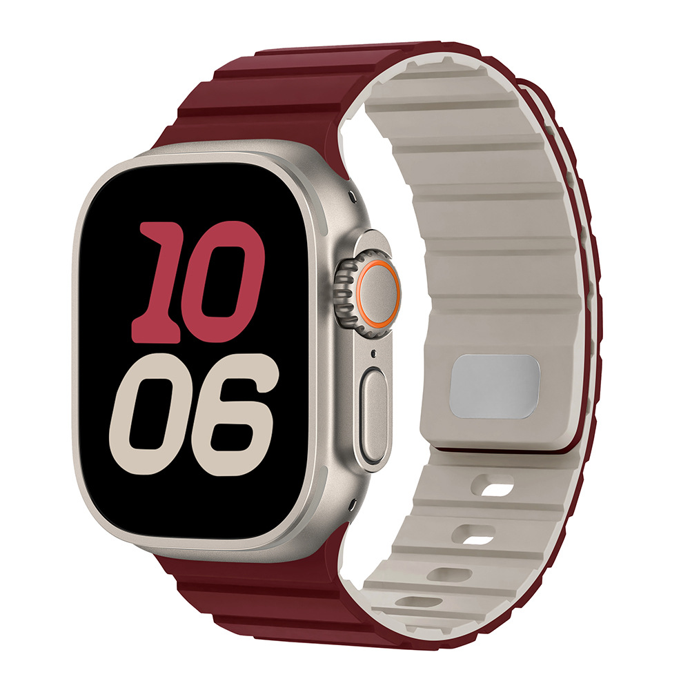 Para Apple Watch10 correa de reloj cuadrada botón magnetic silicona deportiva iWatch9SE hombre y mujer premium
