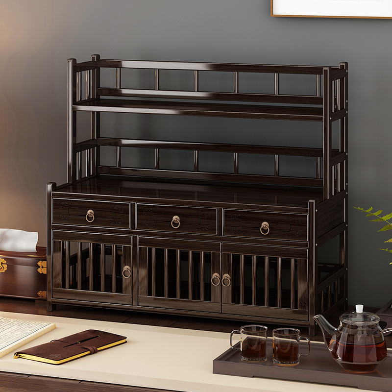 Desk antique cabinet tea cup stand tea set rack storage rack tea pot stand tea shelf display rack purple clay pot display stand