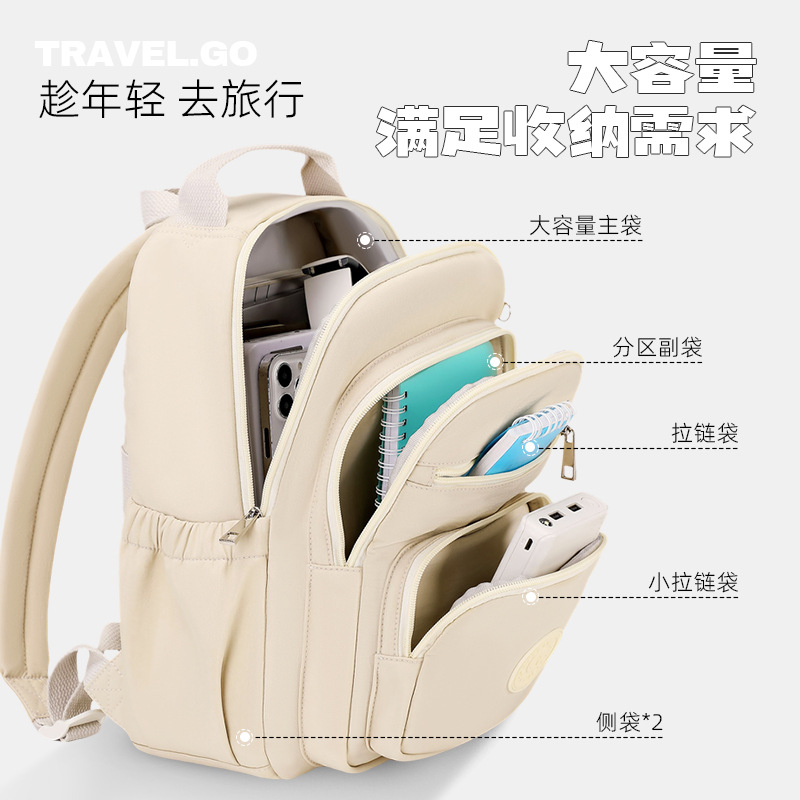 Mochila impermeable de gran capacidad para mujer, nueva colección 2025, venta al por mayor del fabricante, mochila de doble hombro de color sólido, bolso de gran capacidad con múltiples bolsillos