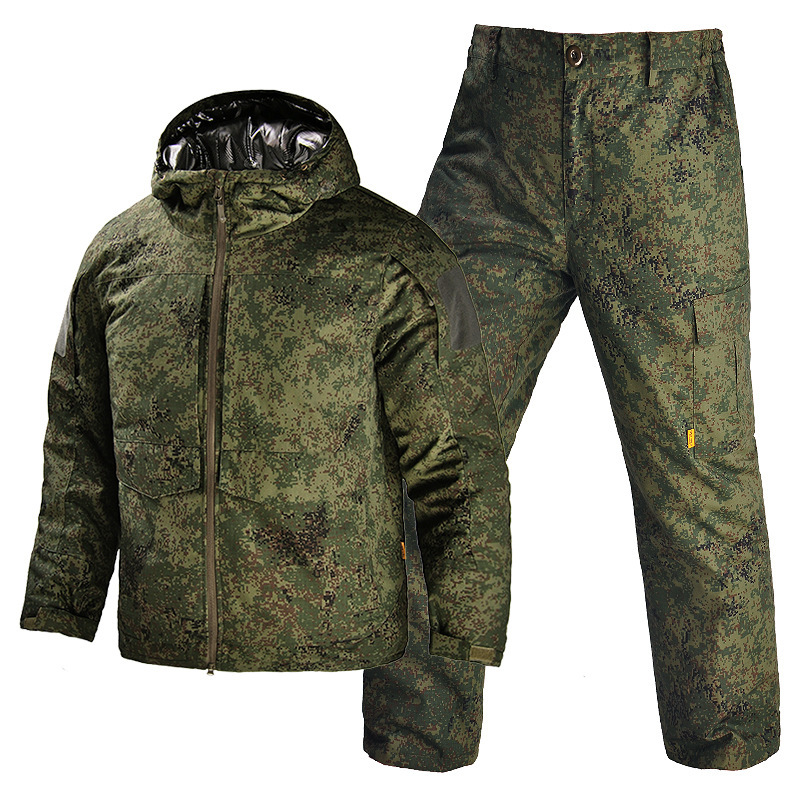 Han Ye Red Flame Heat Reflective Tactical Outdoor Cotton Jacket Russian Style Camouflage Warm Men's Hooded Cotton Coat for Cold Regions