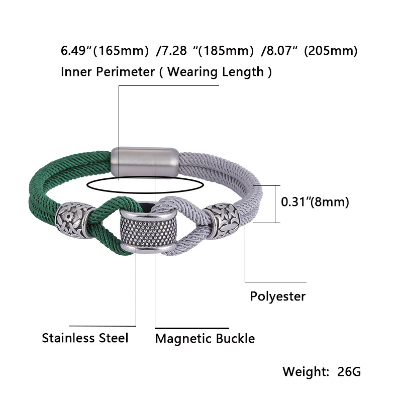 45g Weight 304 Stainless Steel Pendant Material Bracelets Classification Milan Rope Chain Material Cord String Chain Type Street Occasion 304 Stainless Steel, rope Material Color Block Pattern All Seasons Season Men's Gender Plating Design Streetwear Style Streetwear Color Block 304 Stainless Steel Rope Plating Men's Bracelets Men Cord & Leather Bracelets 13