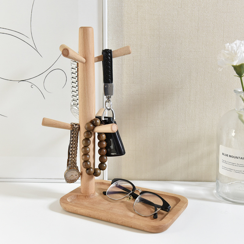 Cross-border wholesale DIY solid wood desktop rack storage rack porch display cup rack jewelry glasses keys