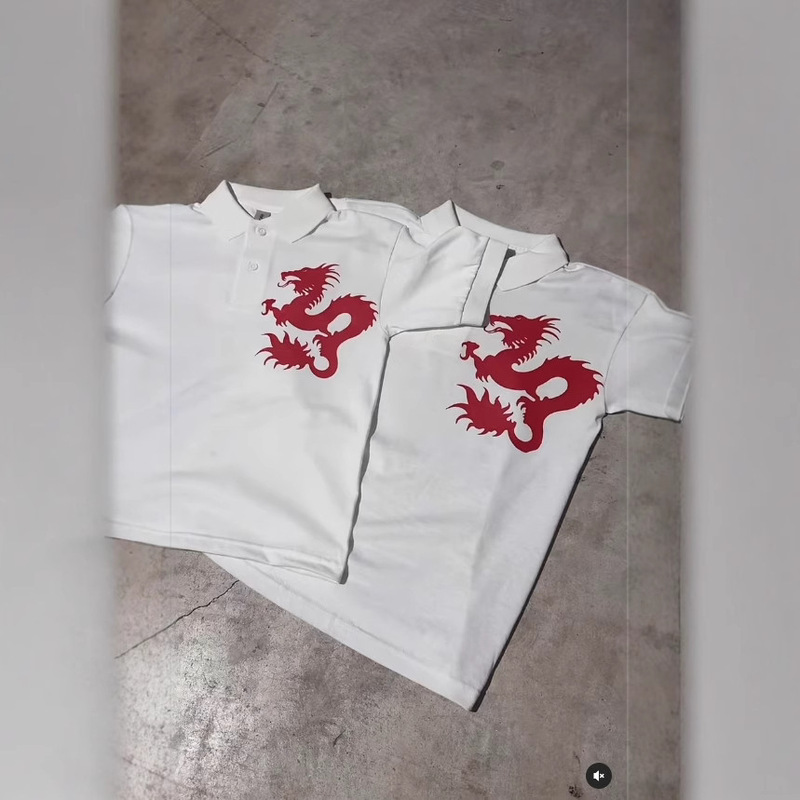 Y2k半袖ポロシャツtシャツプリント柄トップスダークブラックゴシックヴィンテージ夏ストリートウェアトップス|undefined