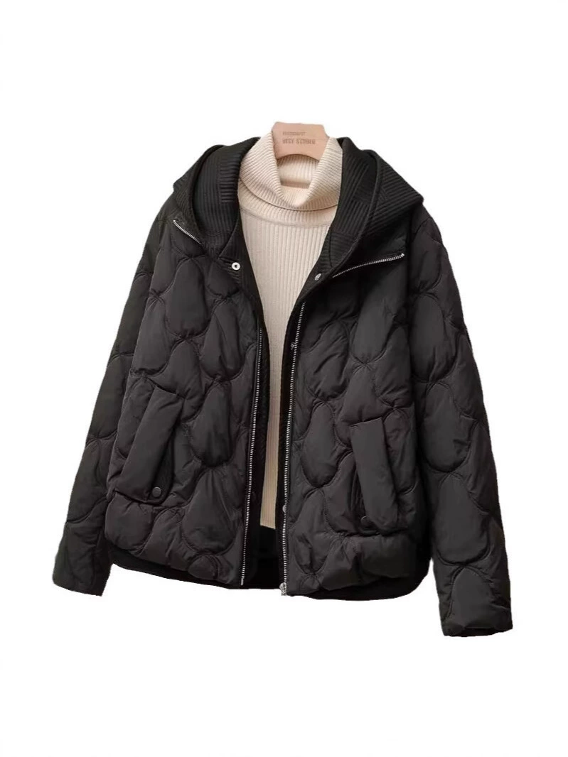 Комплект зимнее вязаное платье с капюшоном и короткой пуховкой, oversize, увеличенная толщина
