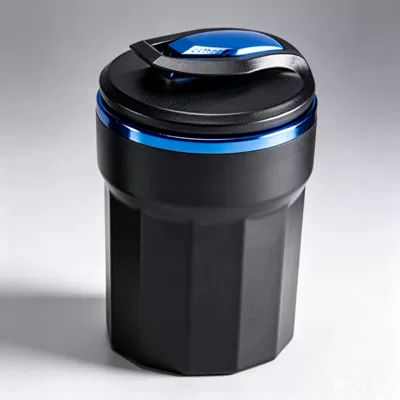 Car ashtray with LED blue light Car ashtray - blue-h115outer-diameter-77mm