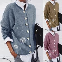 2025跨境春夏新款女装上衣爆品法拉绒印花休闲长袖开衫