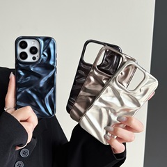iPhone17pro max Apple 16 携帯電話ケース 15/14 に適した立体的な高級電気メッキマットしわ加工