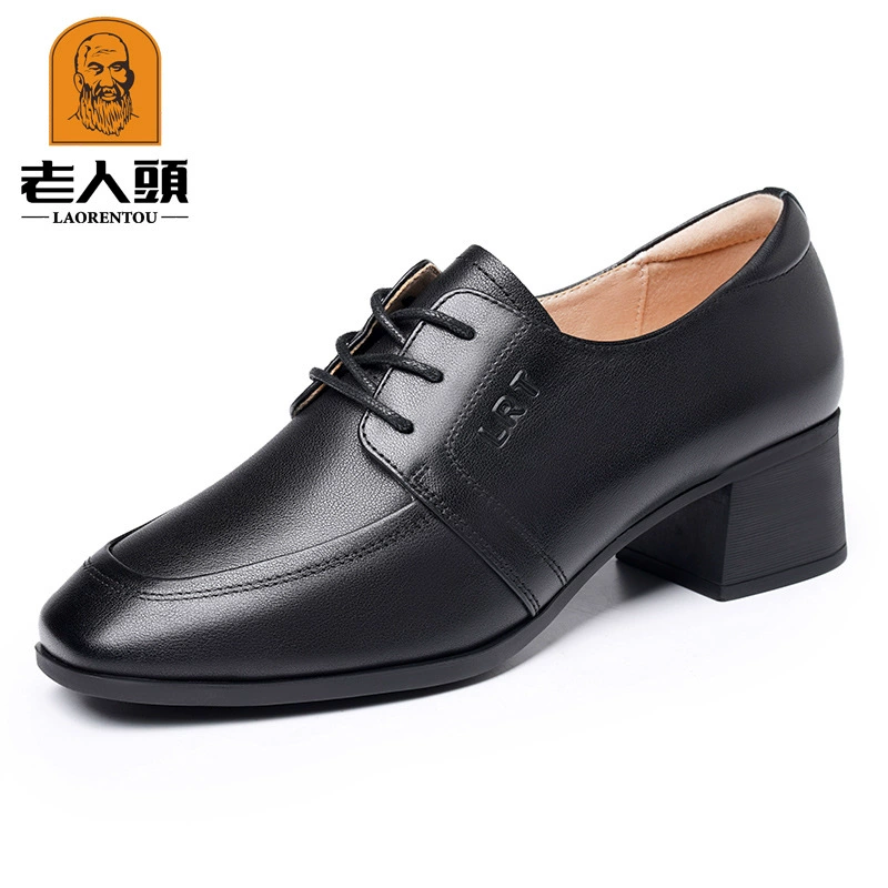 Деловая пригородная обувь Британские Мокасины работают со старой головой 26, Удобная Женская рабочая обувь на шнуровке на массивном каблуке, женская обувь 261018
