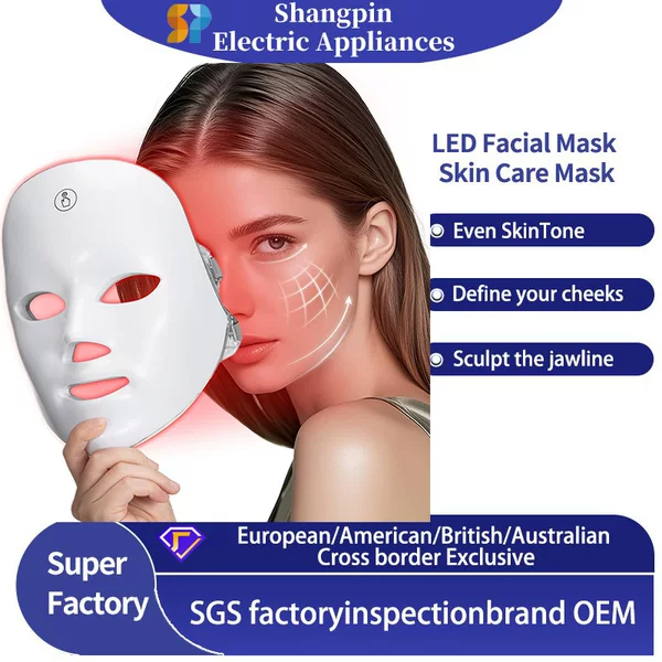 Cross-Border Led Red Light Beauty Device Mask 7-Color Spectrum Home Skin Rejuvenation Device Colored Light Facial Mask Device Russia