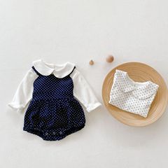 Set of 2: 2023 New Autumn Instagram Baby Girl Star Strap Top + Long Sleeve T-shirt