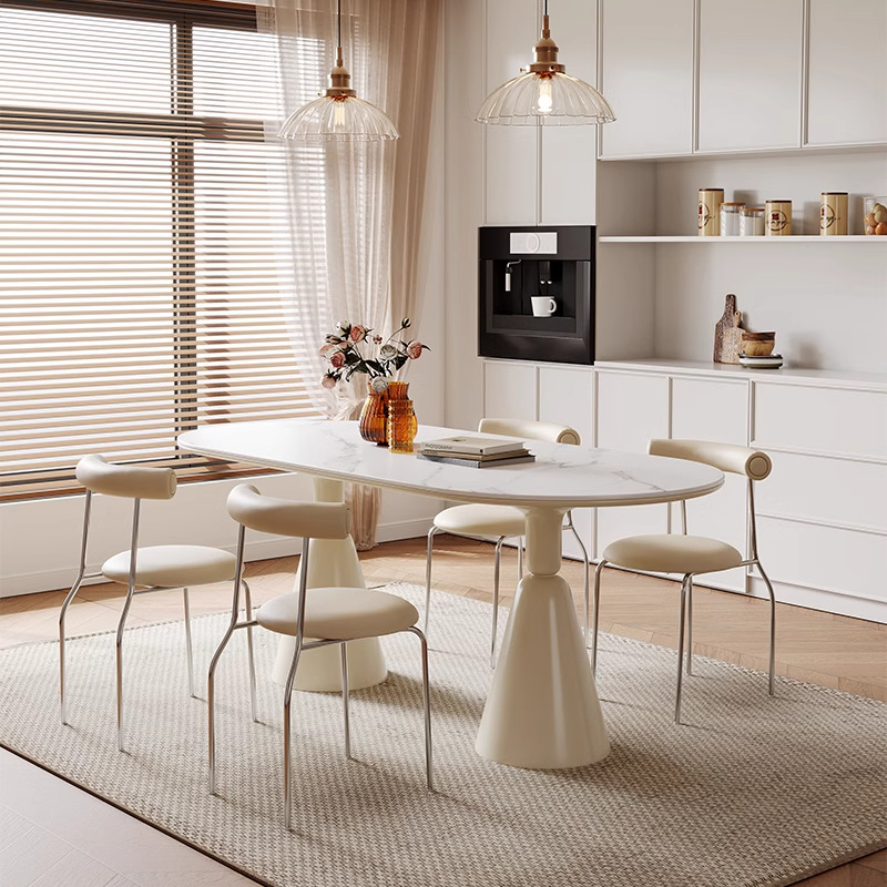 Danvance estilo francés crema de viento tabla de roca mesa de comedor red doméstica mesa de comedor silla pequeña casa rectangular mesa de comedor del Santo Grial