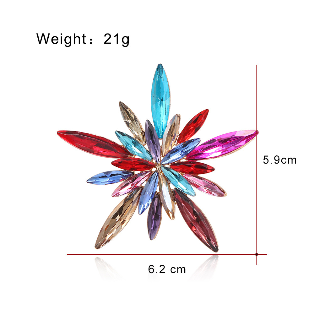 Große Stern-brosche Mit Strass Und Blumen Im Europäischen Stil_voghion.com