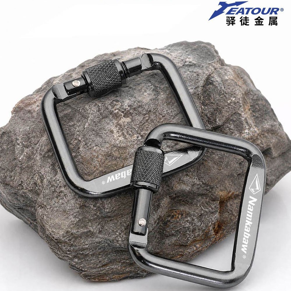 Portable Square Flat-Packed Aluminum Alloy Carabiner with Threaded Lock for Luggage and Audio Equipment, Direct from Manufacturer